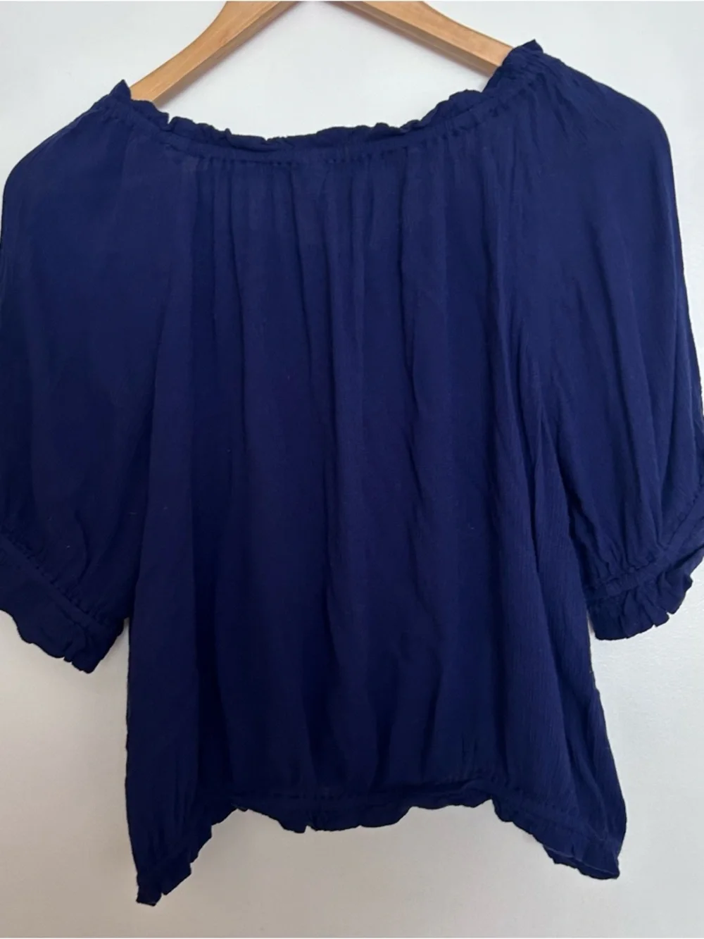 Justice girls Navy Peasant Top with Light Pink Denim Mini Skirt set size 18/20
